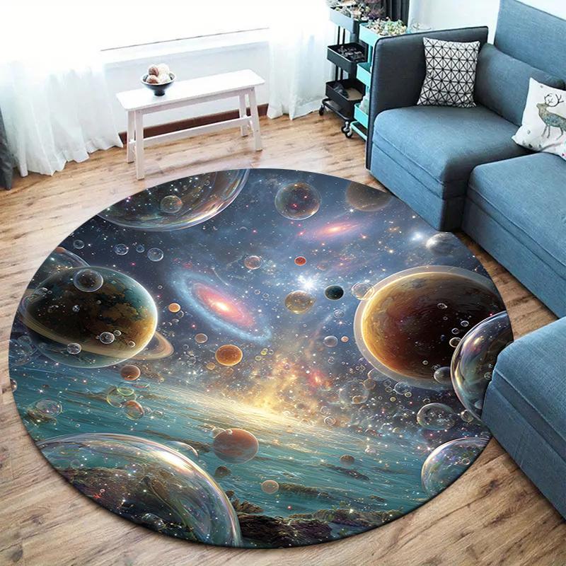 Planet Sun Round Area Rug,Carpet Rug for Living Room Bedroom Sofa Playroom Decor,Non-slip Floor Mat