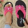 Women's Slip-On Rhinestone Sandals - Sparkling Toe Strap, Slip-Resistant EVA Sole - Pink Formal & Casual Shoes for Parties