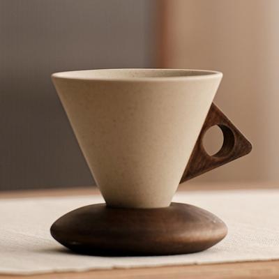 Gifts Vintage Ceramic Coffee Mug with Base Coffee Table Decorative Ornament Creative Home Mug Funnel Funnel Coffee Cup
