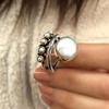 1Pc Imitation Pearl Ring, Retro Exaggerated and Simple Style Ring