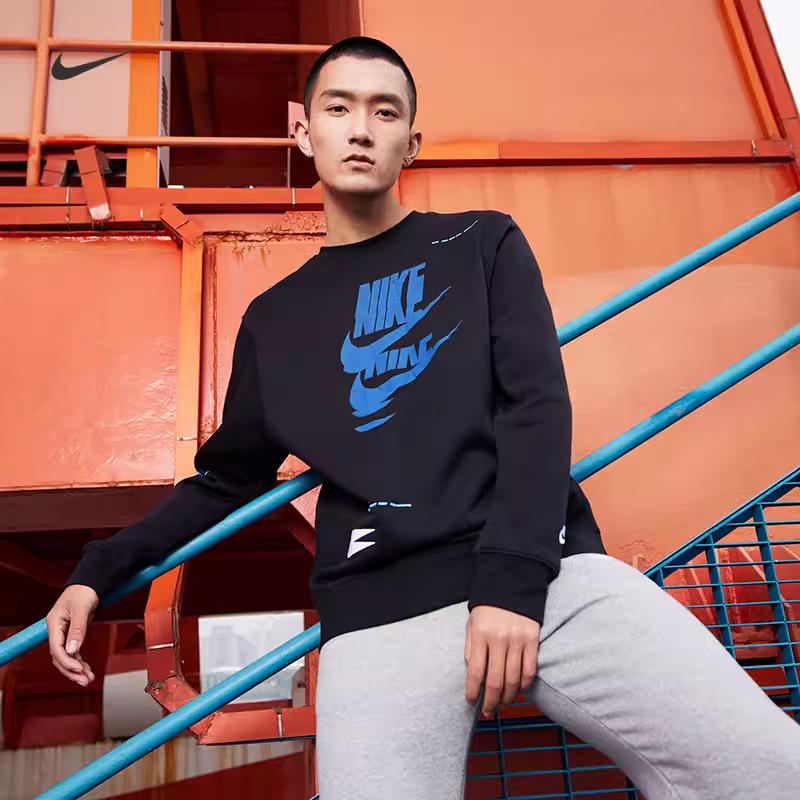 Nike Sportswear Essentials Sweatshirts Men's Black Crew Neck Thickened Regular DM6876-010