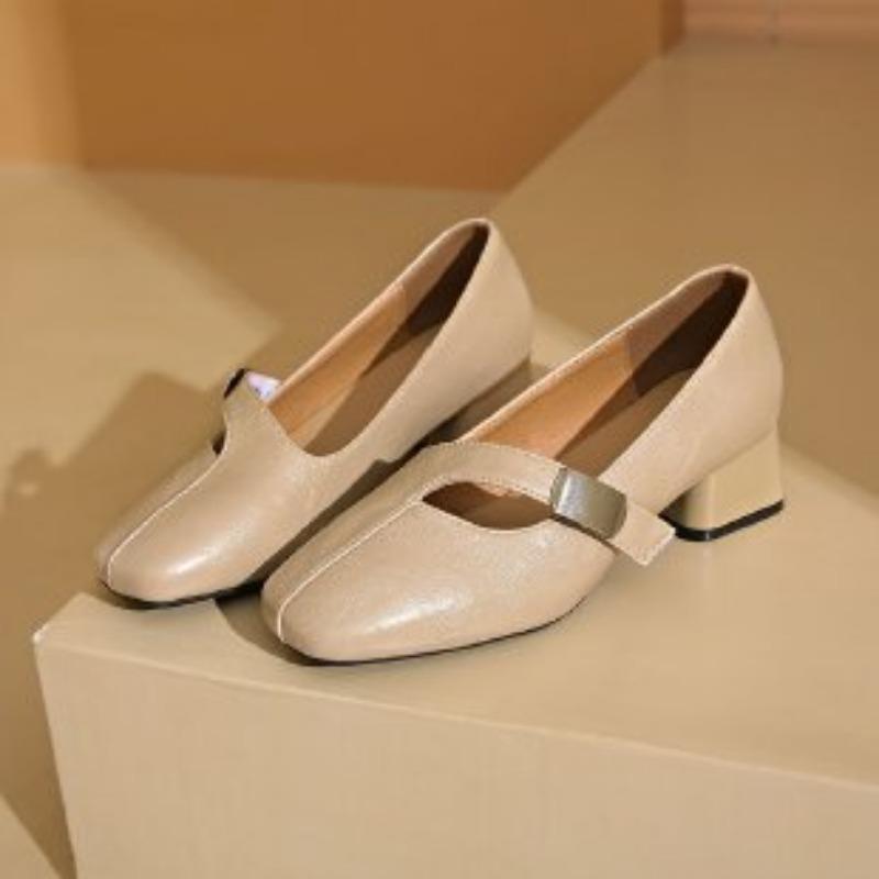 Square-toed Single-heeled Women's Low-heeled Shoes, New Thick-heeled Shoes, Versatile Autumn Shoes for Women