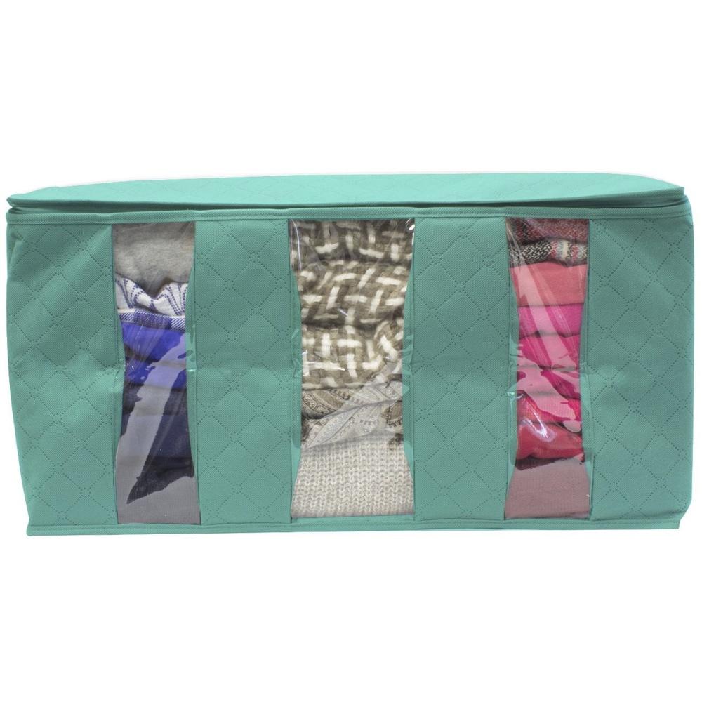 Foldable Storage Bag Organizer 3 Sections Clear Panel Clothes Blankets Closet Space Saving Ideal Seasonal Items