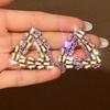 Retro Personality Diamond Triangle Stud Earrings Hollow Personality Banquet Shiny Jewelry Earrings Earrings Women