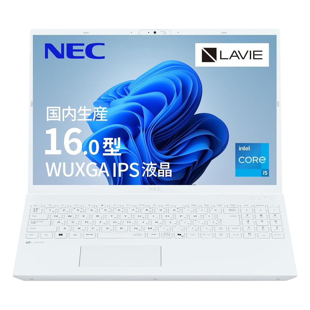 NEC LAVIE 25 Spring N16 Made in Core 16GB 512GB Windows Battery Pearl White 16.0-inch Laptop, Japan, i5-1235U, Memory, SSD, 11, 9.6-Hour Life, 2.2kg,