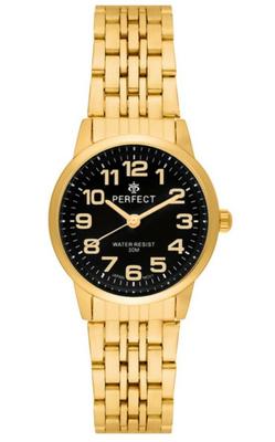 Perfect Women' Bracelet R324-09 Gold Case, Black Dial, Gold Bracelet, Gold Numbers
