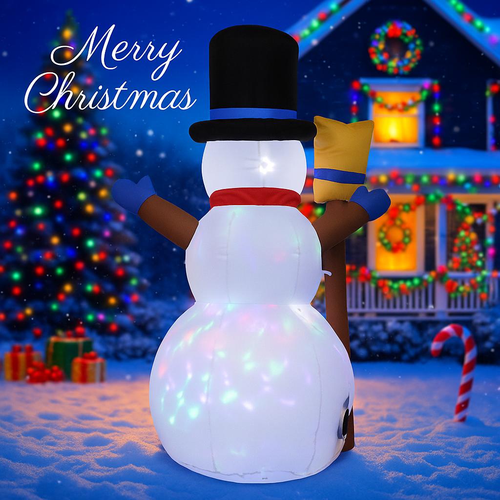 3.9FT LED Inflatable Yard Decor Xmas Snowman Broom Christma Outdoor Home Decorations Ornament Festive Toy Gifts Supplies Decor