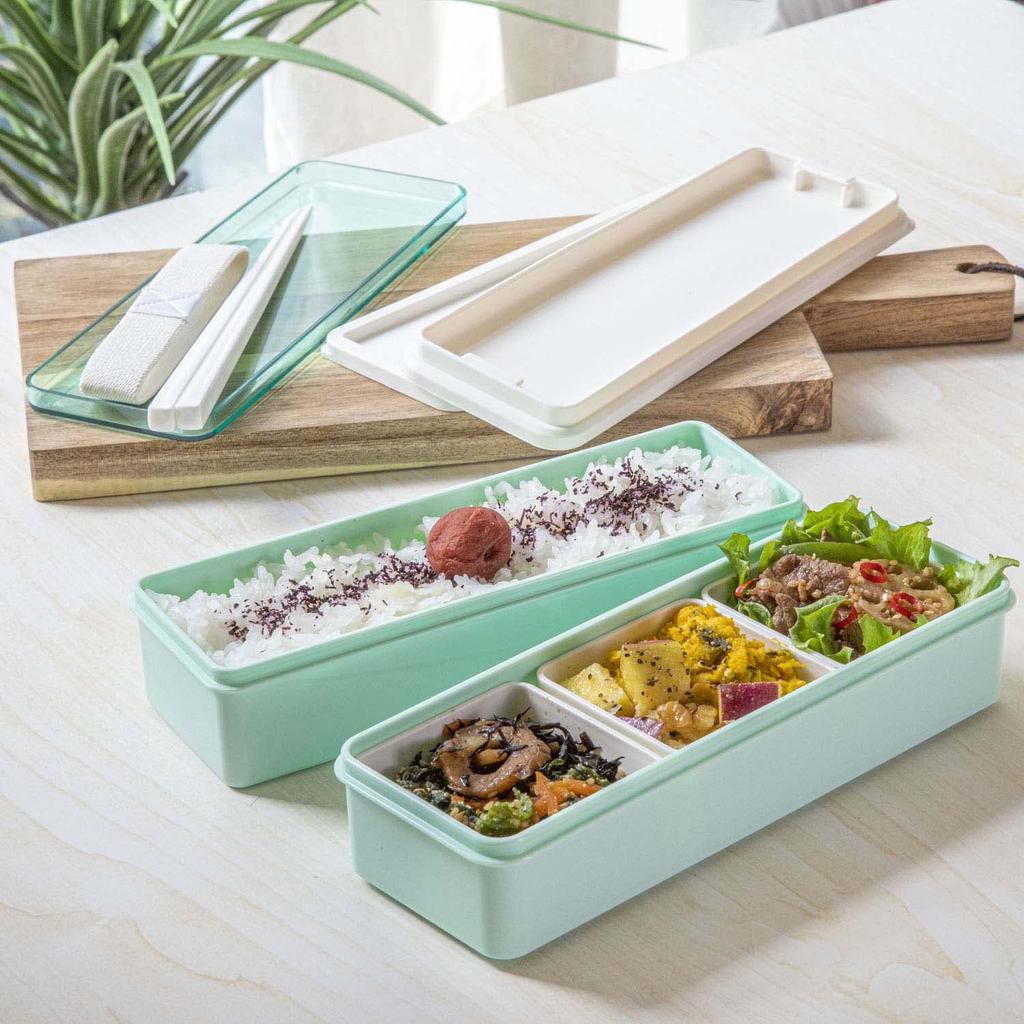 Skater Nutritional Balance Bento Box SSLW9B 2-Tier Silicone Inner Lid 900ml Slim Divider Pastel Green Osaka Public University Collaboration