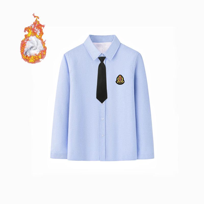 Kids' Fleece-Lined White Shirts and Thick Autumn/Winter Outfits