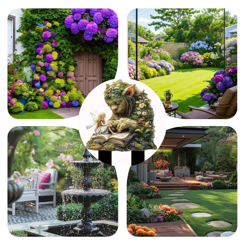 Acrylic Garden Stake Tree Man Fairy Earth Goddess Garden Statue Stakes Outdoor Accessories Ground Insert 2D Acrylic Flower Pot