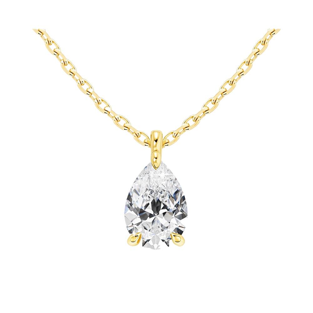 

Gold Pear Cut Moissanite Diamond Necklaces for Women Solitaire Pendant Wedding Jewelry Certified