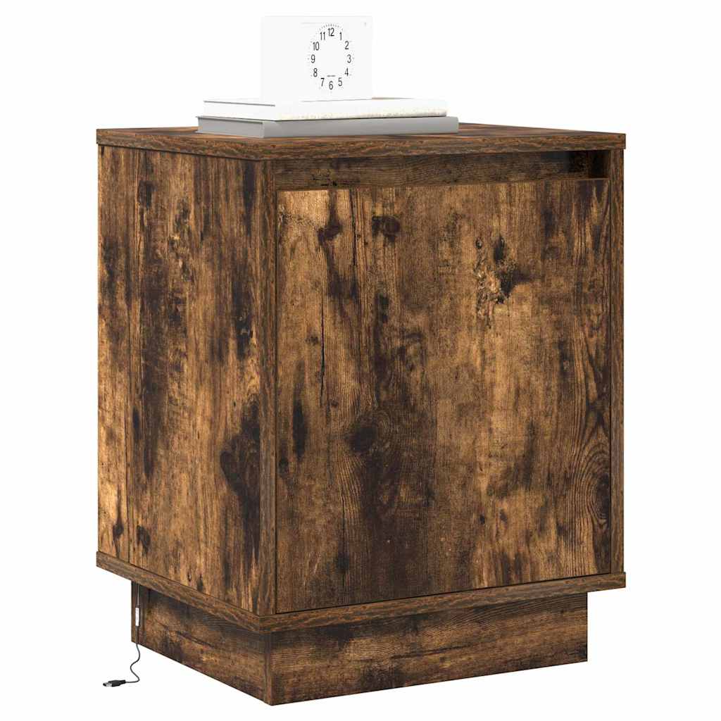 Nightstand Smoked Oak 39 x 34.5 x 50 cm Engineered Wood