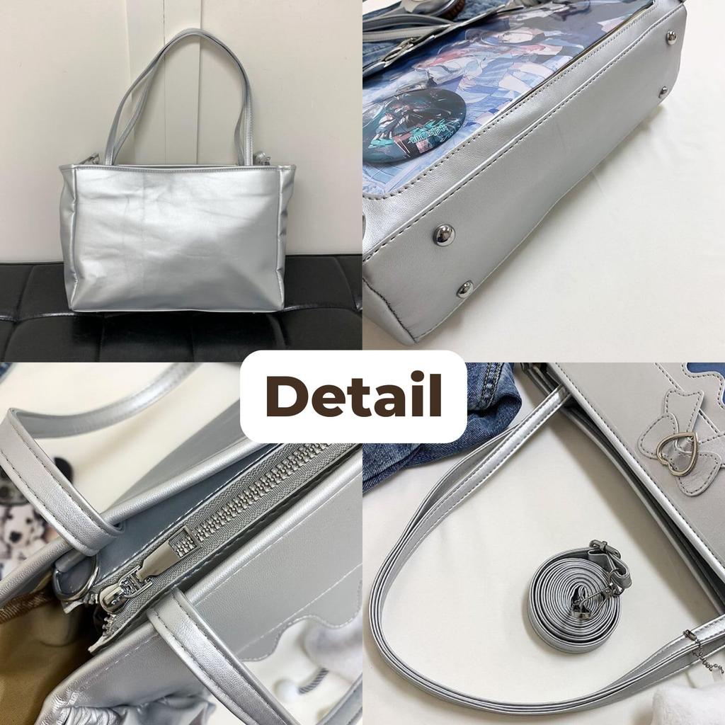 Harujio Ita Shoulder Tote Ita Transparent Perfect for Otaku Activities and Cute with Available in and Silver Bag, Bag, 2-Way Bag, Vinyl, Events,