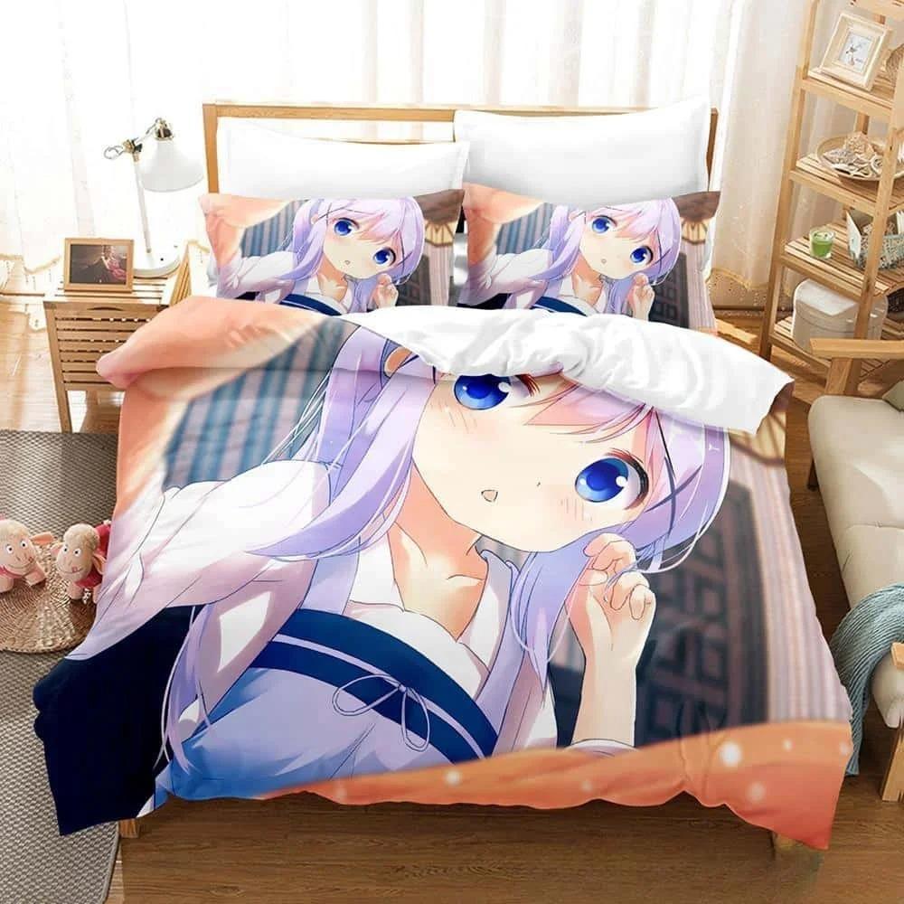 3D Print Anime Is the Order a Rabbit Bedding Set Single Twin Full Queen King Size Bed Set Adult Kid Bedroom Duvet Cover Sets