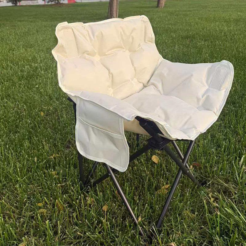 Skládací měsíční židle s polstrováním a nízkou opěrkou pro podzim/zimu - Přenosná venkovní kempingová židle