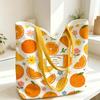 Durable Fruit Print Canvas Bag Large Capacity Lightweight Tote Bag Versatile Reusable Shoulder Bag Women