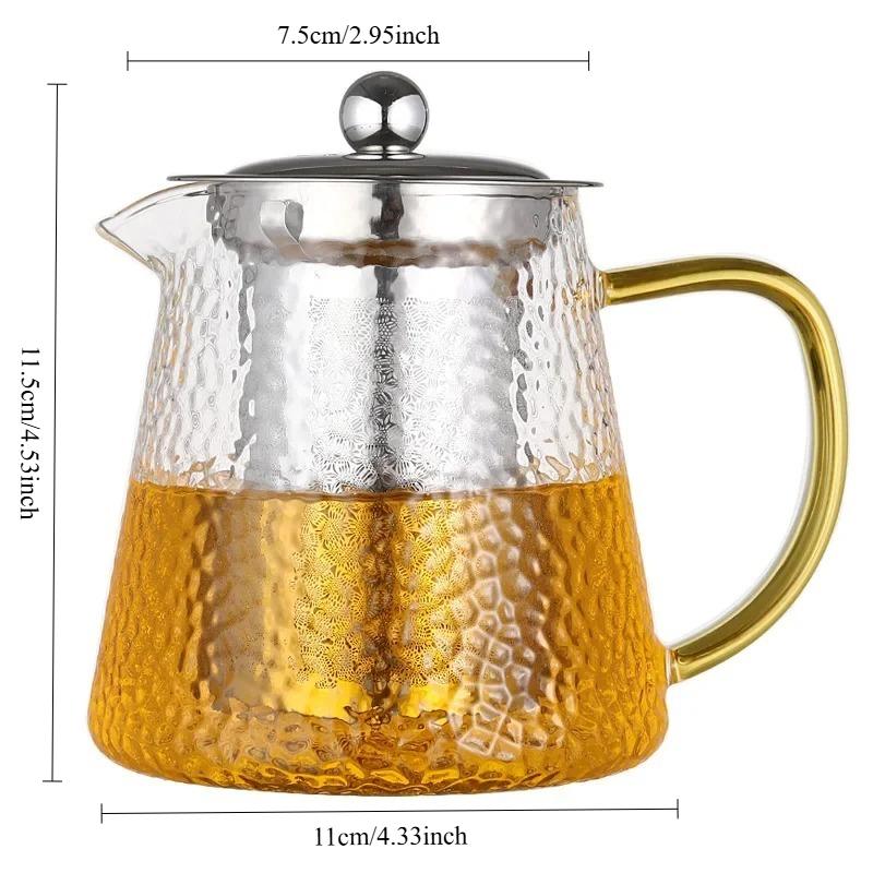 Thick glass teapot transparent large tea pot  tea maker stainless steel filter heat-resistant boiling and tea set Office TeaPot