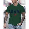 'USA' Pattern Print Men's Comfy T-shirt, Graphic Tee Men's Summer Outdoor Clothes, Men's Clothing, Tops for Men