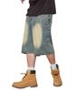 WEGO Super Baggy Denim Shorts with Summer Size Lightly Denim Finish Chain, Shorts, Trousers, Clothes, Gift, Men's, M,