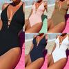 One-piece Swimsuit Women's Spring European and American Solid Color Sexy Backless Strap Swimsuit