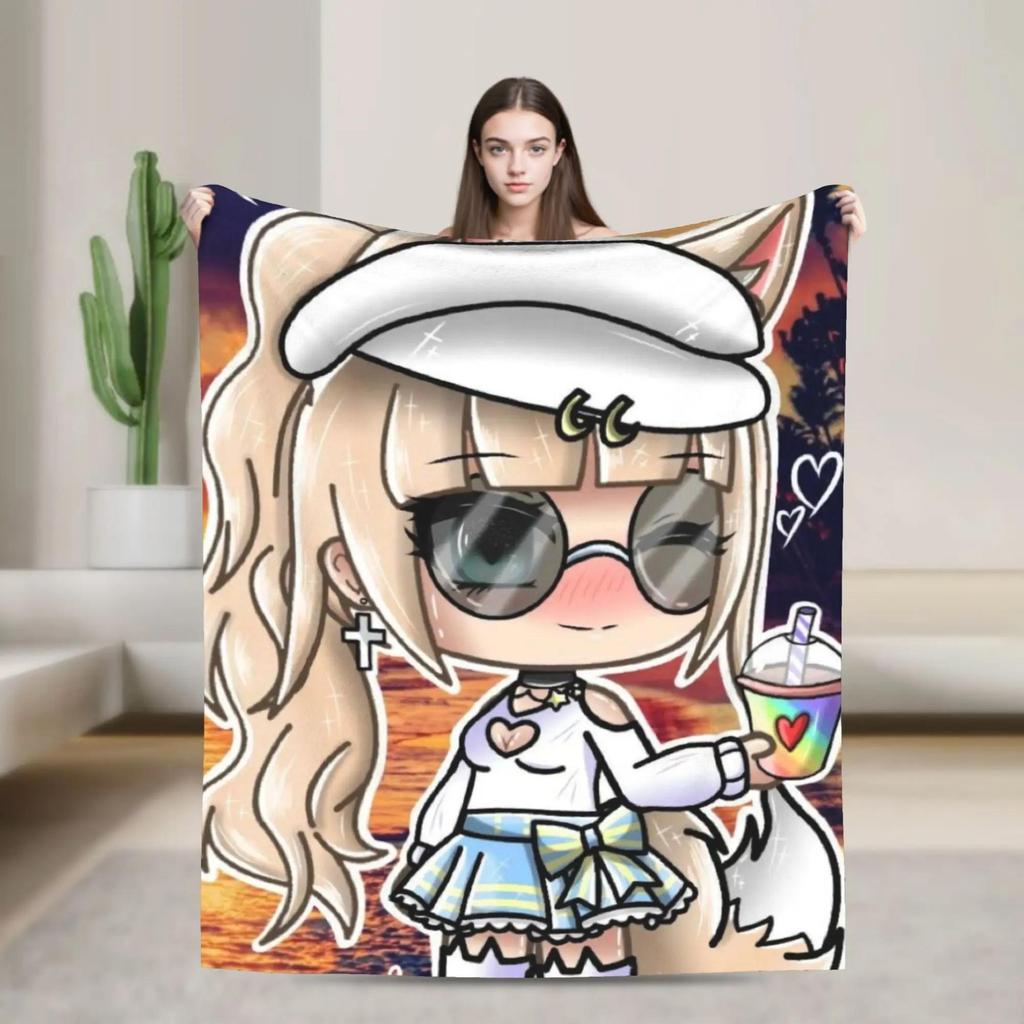 Gacha Life Game Flannel Throw Blanket  Soft Warm Bedspread for Home Decor Picnic Gift Idea