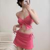 Trendy 3-Piece Japanese & Korean Split Swimsuit with Butterfly Tie Wrap Skirt for Women