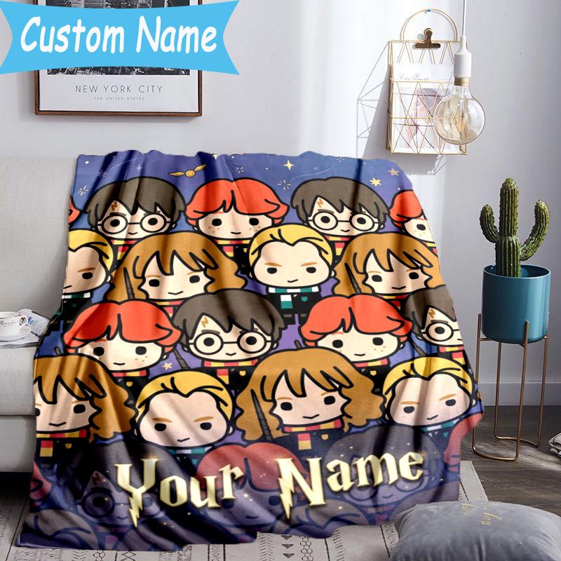 Custom Name Magic Academy Blanket Flannel Blanket for Camping, Hiking, Garden Parties, Picnic Essentials,gift for family and friend