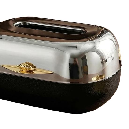 Tissue Box with Large Opening Mirror Surface Holder Anti-Slip Bottom Tissue Container for Living Room Coffee Table