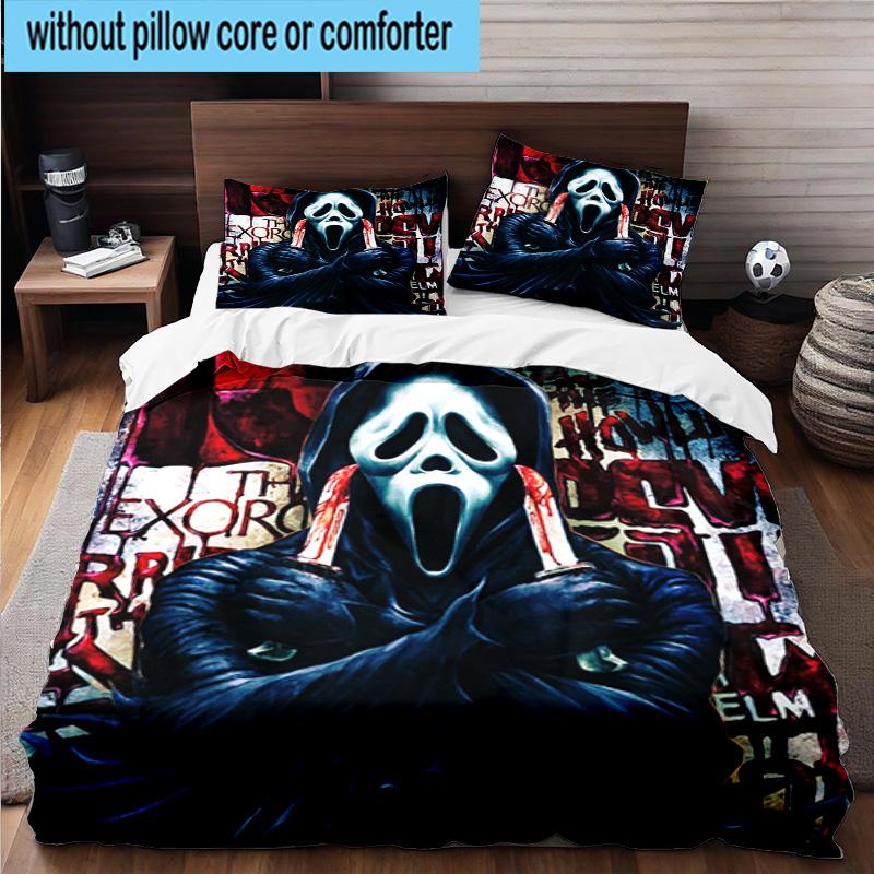 3PCS Scr-eam Horror Movie 3pcs Bedding,Including 3PCS Duvet Cover And 2pcs Pillowcases Perfect for Christmas,Ideal for Bedroom, Dormitory