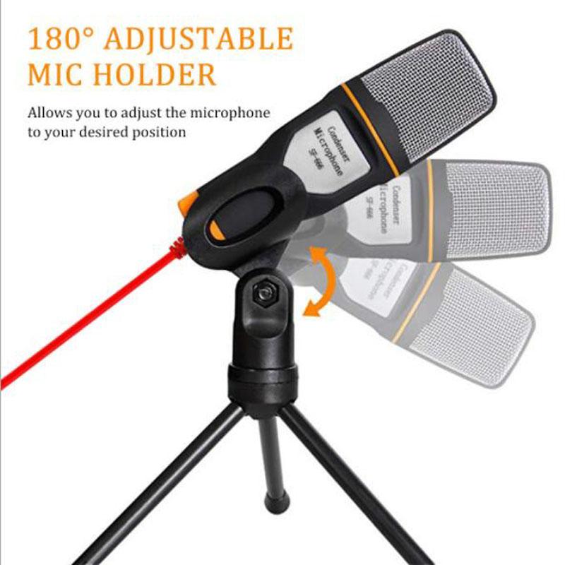 SF-666 Professional Wired Microphone Condenser Sound 3.5mm Jack Podcast Studio Mic with Stand Tripod SF666 for Skype MSN PC