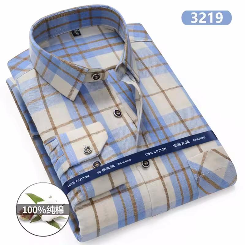 Plus Size 11XL 10XL 9XL Men‘s Plaid Flannel Shirts Long Sleeve Cotton Fashion Casual Soft Standard-Fit Male Shirt Blouse Clothes