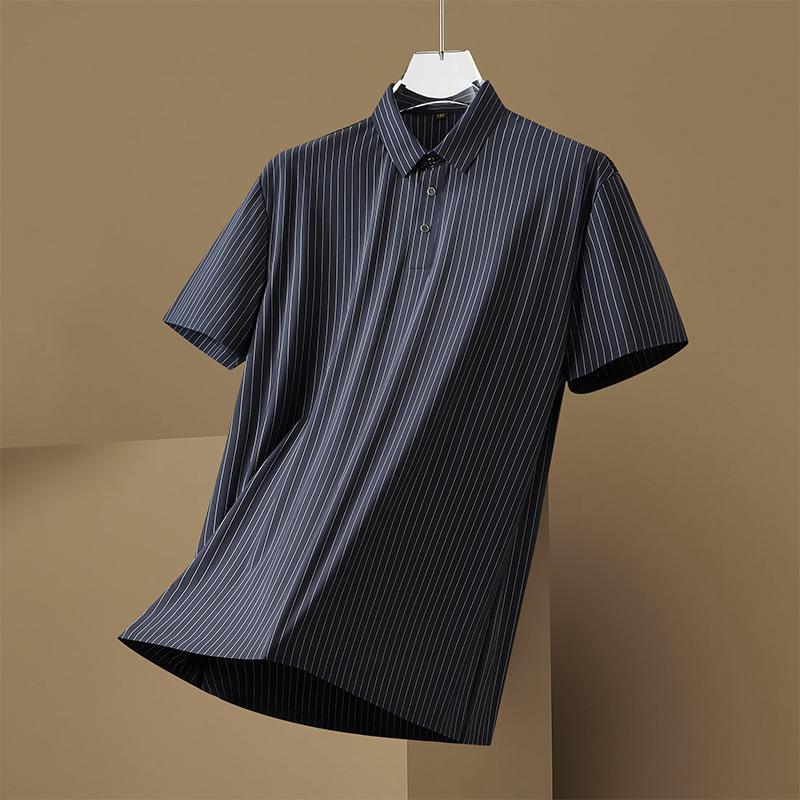 

Men Shirt Striped Dress Short Sleeve Summer Oversize 6XL 7XL 8XL Plus Size Cold Thin Casual Soft Male Loose High Quality 8XL синій