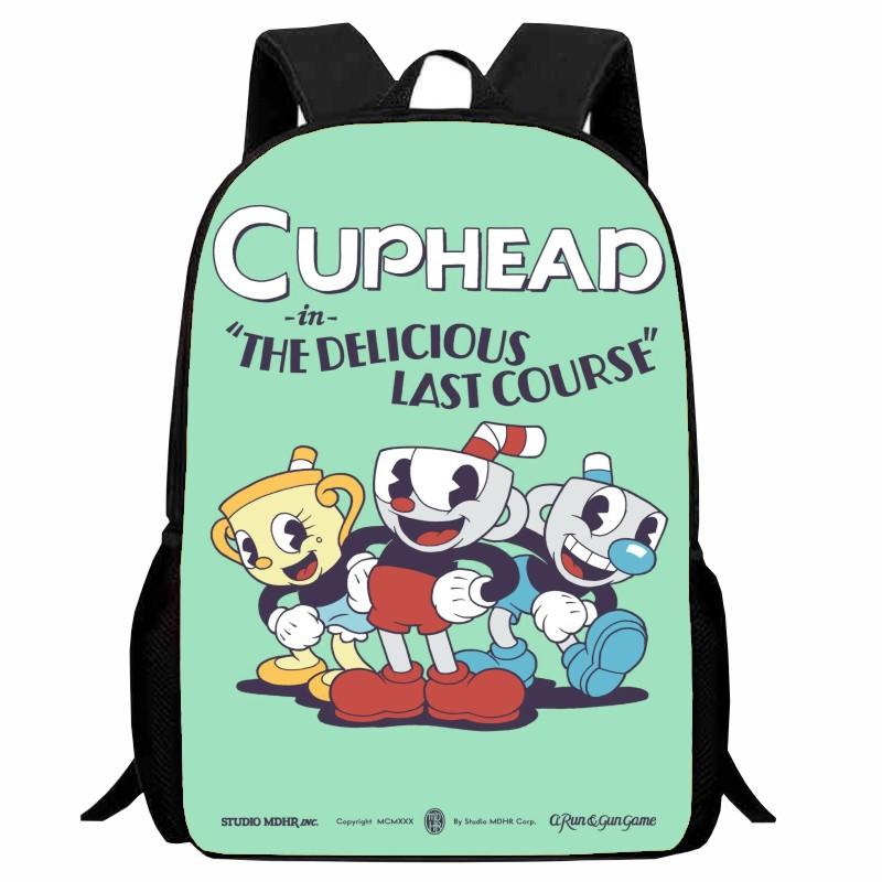 Cuphead Student Backpack Cartoon Teacup Head Backpack Lightweight 123 Grade Boys and Girls