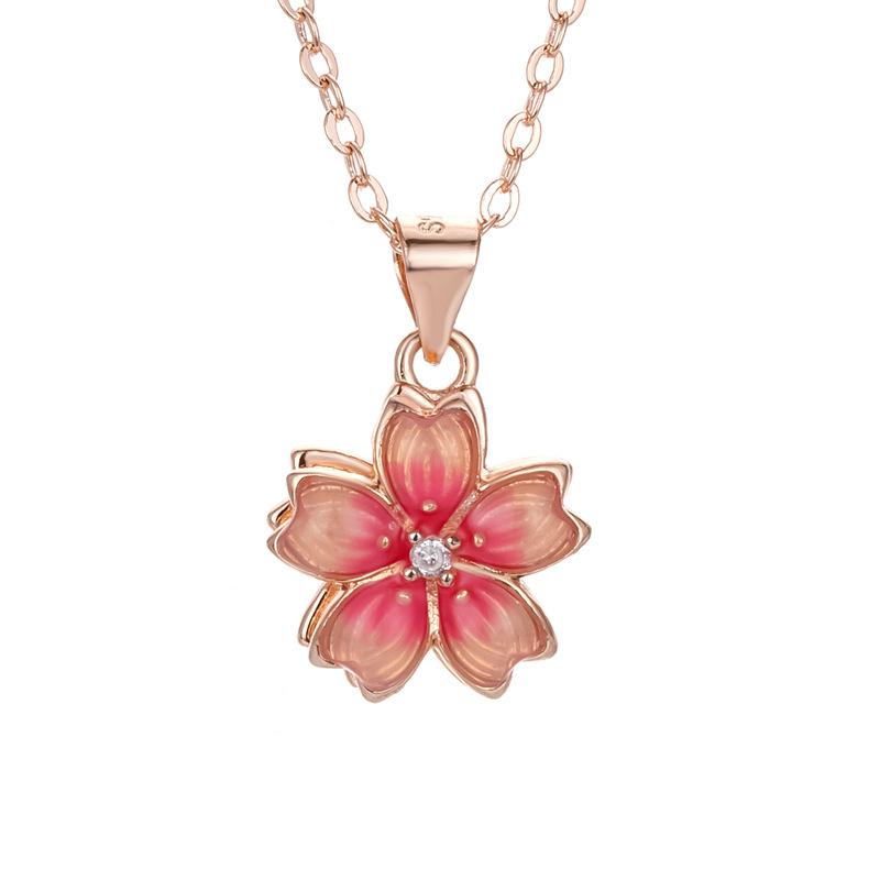 Korean Version of Fashion Temperament Lotus Women's Pendant Necklace Premium Packaging Rotatable Jewelry