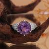 925 Sterling Silver Women's Solitaire Ring Big Natural Round 12.0mm Amethyst Simple Design Fine Jewelry for Birthday Party Gifts