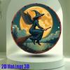 Magic Winged Witch Metal Round Sign Vintage 2D Flat Wall Decor 7.8x7.8 Inch Waterproof Aluminum Art Home Garden Cafe Bar Decor
