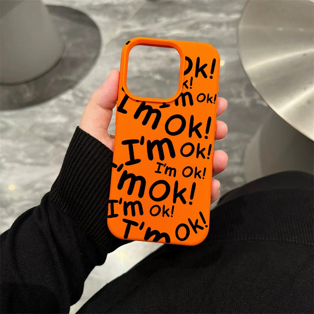 I Am OK Letter Creativity Silicone Phone Case For iPhone 16 15 14 Pro 13 12 11 Max Plus 7 8 Plus Shockproof Soft Silicone Cover
