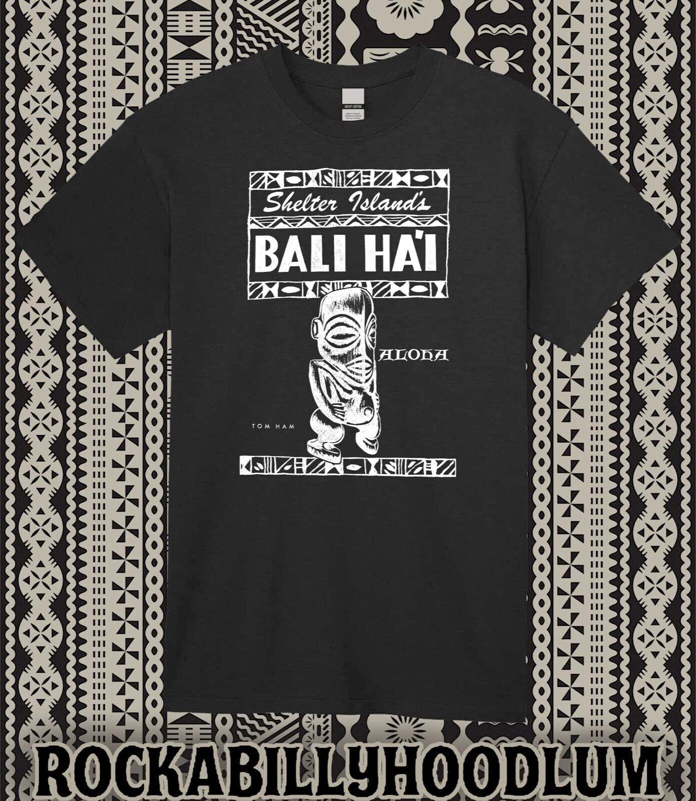 

Retro Tiki Art Tee T Shirt Bar Mug Restaurant Bali Hai Shelter Island Aloha 4XL