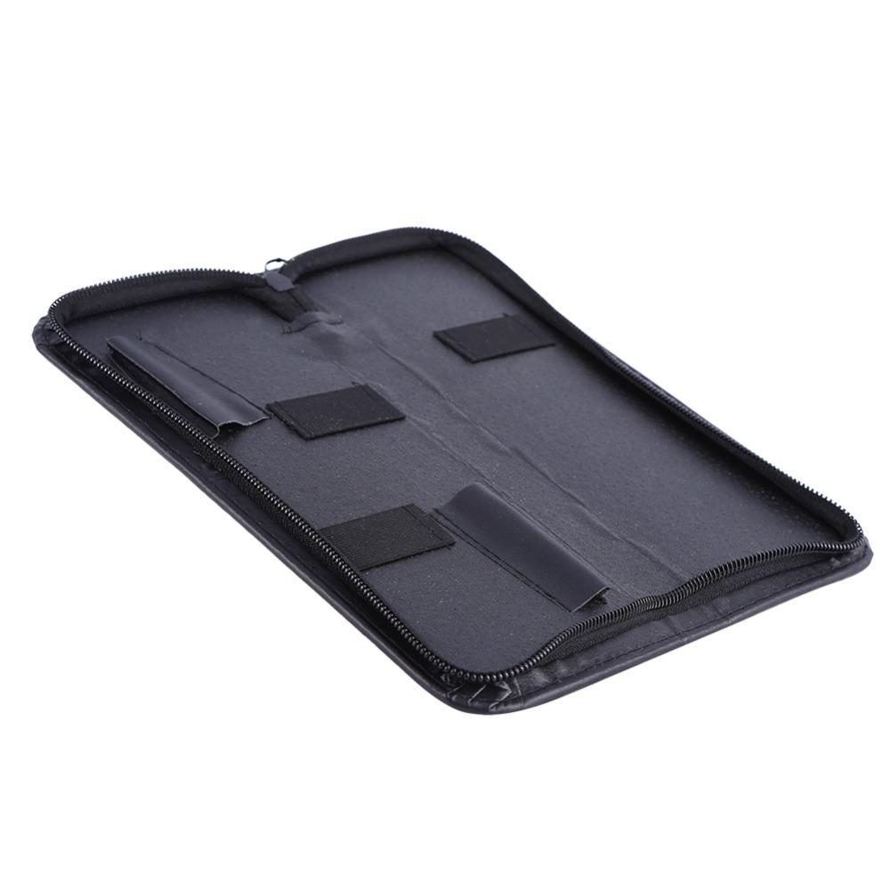 Hairdressing Scissors Storage PU Leather Scissors Pouch Zipper Black Scissor Bag Compact Professional Scissor Case Salon