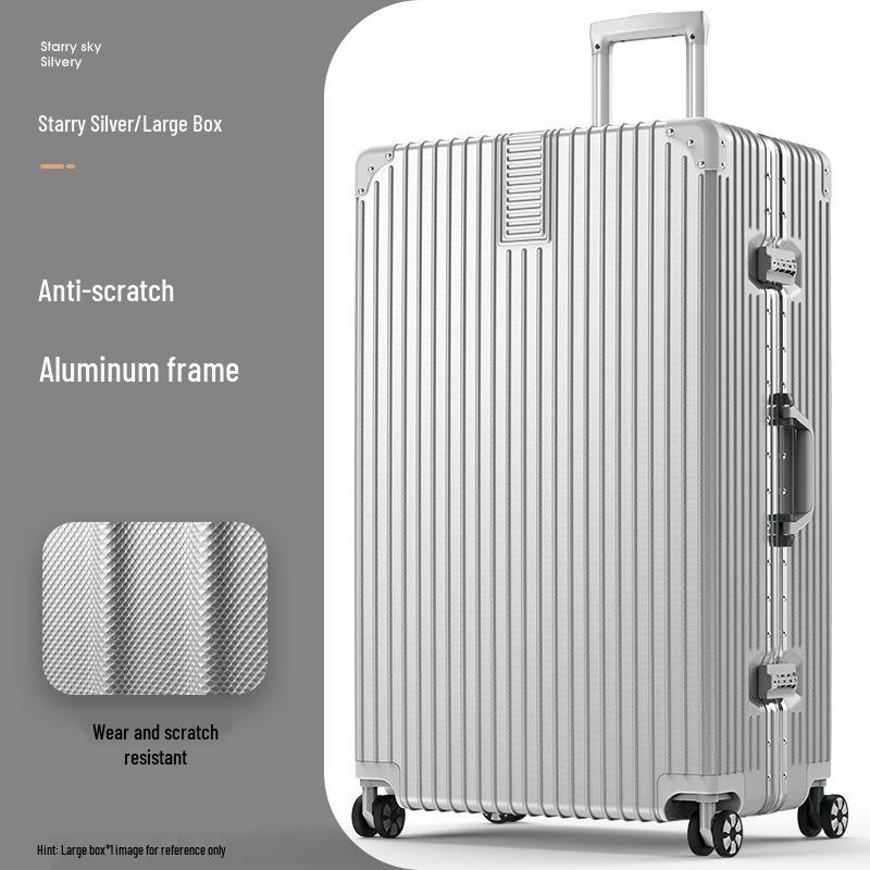 32-Inch Large Capacity Trolley Suitcase with Universal Wheels - Durable Leather Design for Men and Women