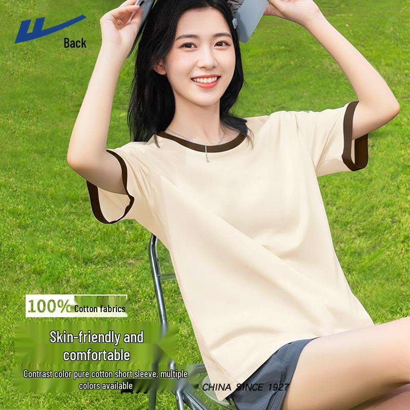 Huili Women s Pure Cotton Loose Short Sleeve T-Shirt XL