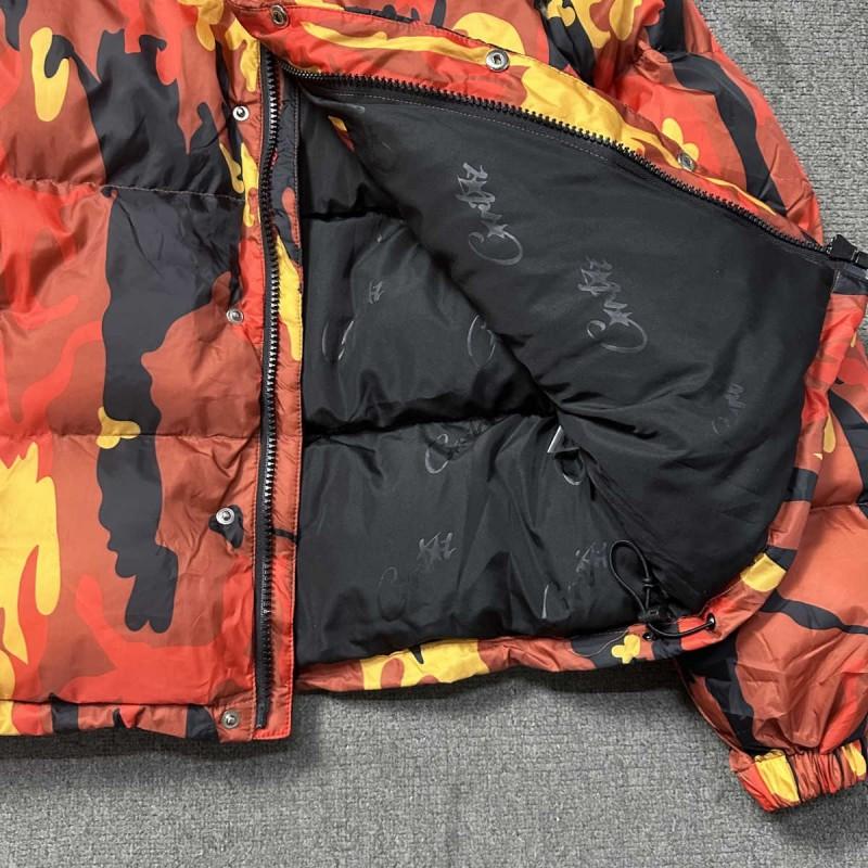 Corteiz Camo Hooded Puffer Jacket Loose Fit Winter Streetwear Men Women