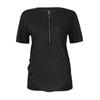 Womens Casual Color Zipper Short Sleeve Loose Top T-Shirt