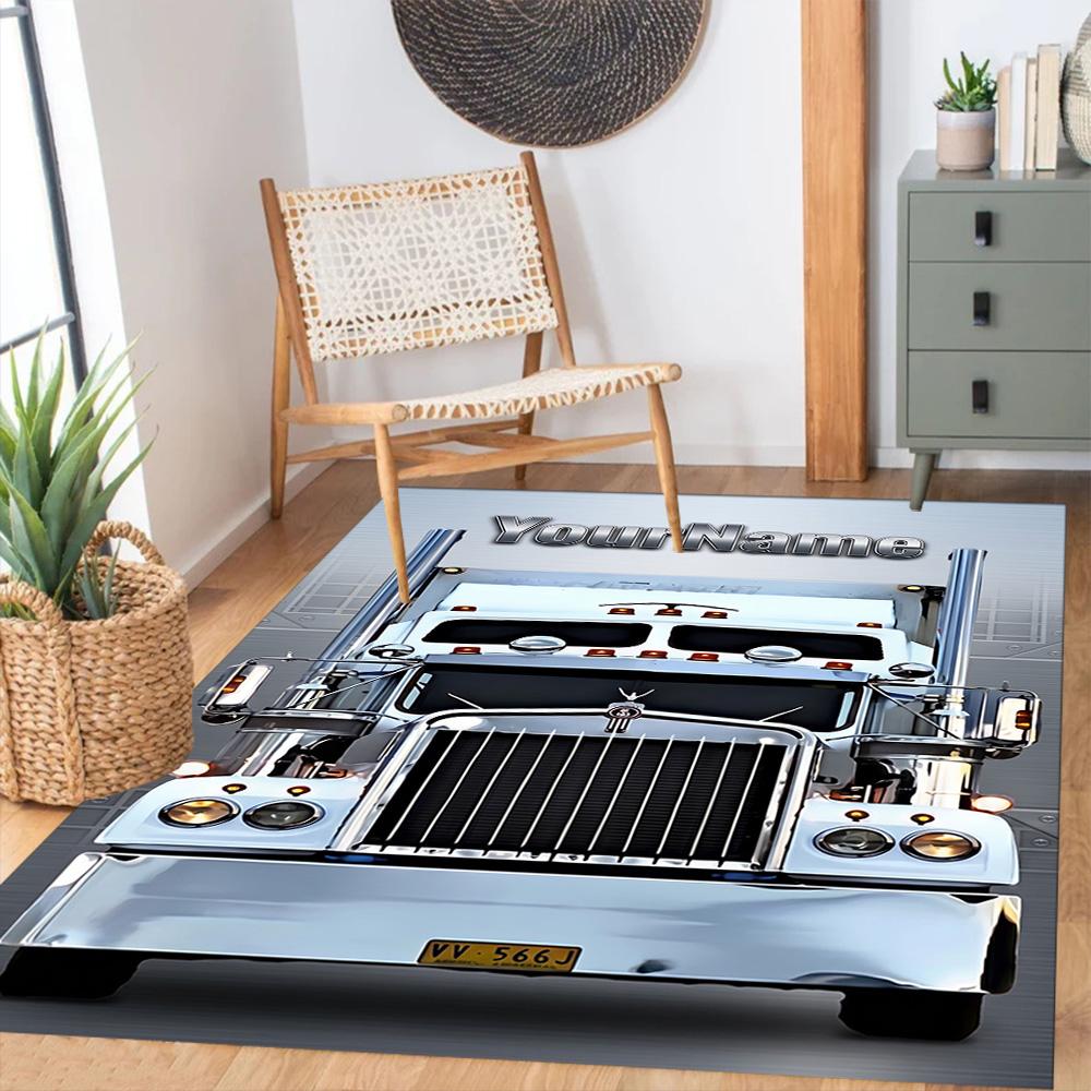 Kw Heavy Trucks Personalized Name Floor Mat Design for Study Room Kitchen Playrooms Decorate Room Antislip Carpet Decorate Offices