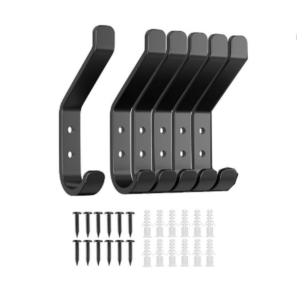 4/5/6/10 Pcs Heavy Duty Wall Hook Wall Mounted Carbon Steel Coat Hook Rust-resistant Strong Load-bearing Door Hook Bathroom Use
