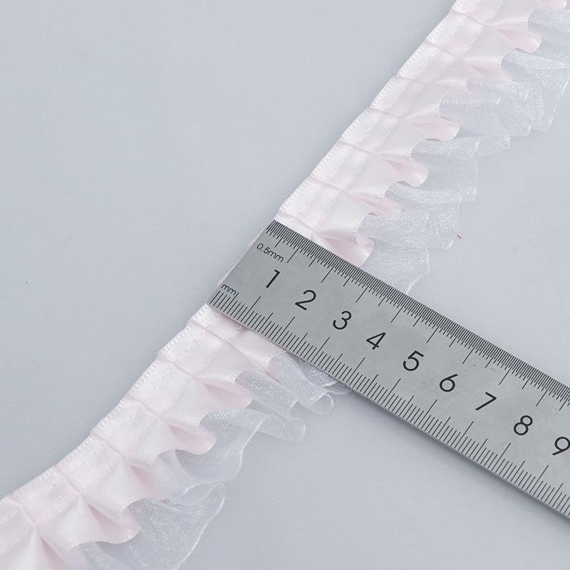 Elegant 4cm Double Pleated Polyester Sheer Chiffon Lace Clothing Accessories Skirt Hem Cuffs Handmade Diy Skirt Support Lace Crafts Making Ribbons