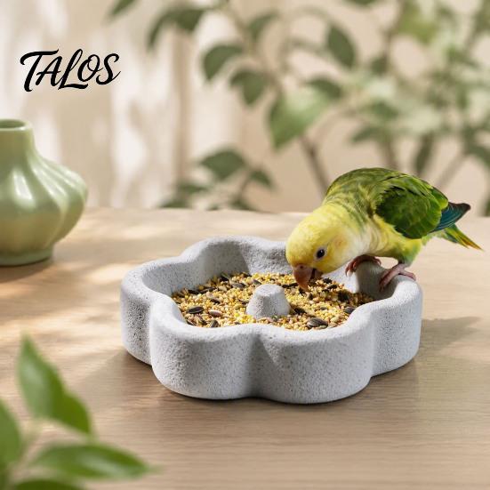 Stable Bird Cage Accessory Pumice Stone Bowl, Spill Proof Parrot Water Calcium Rich, Feeding Bowl Food Dish, Feeder for Cockatiel Conure Parakeet Claw