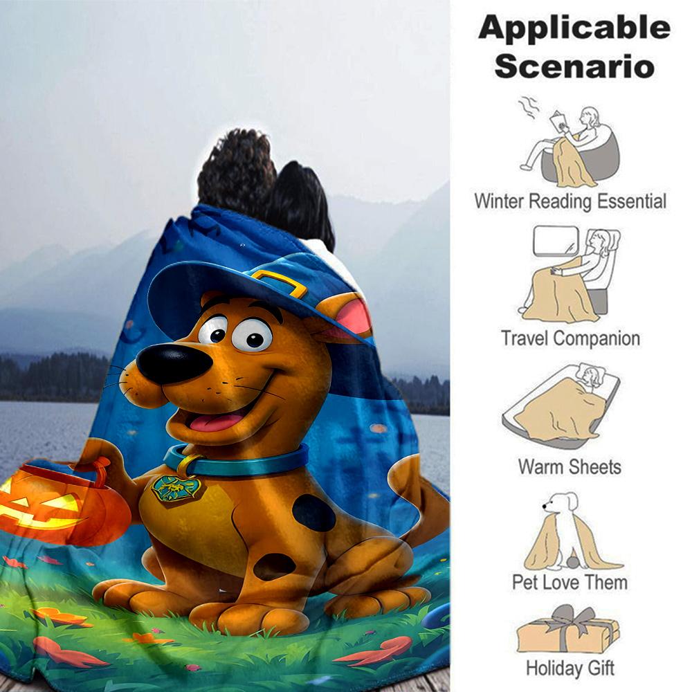 Halloween Scooby Doo Adventure Flannel Blanket Super Soft Warm Cozy Blanket For Sofa Bed Office Travel Allseason Home Decor Gift