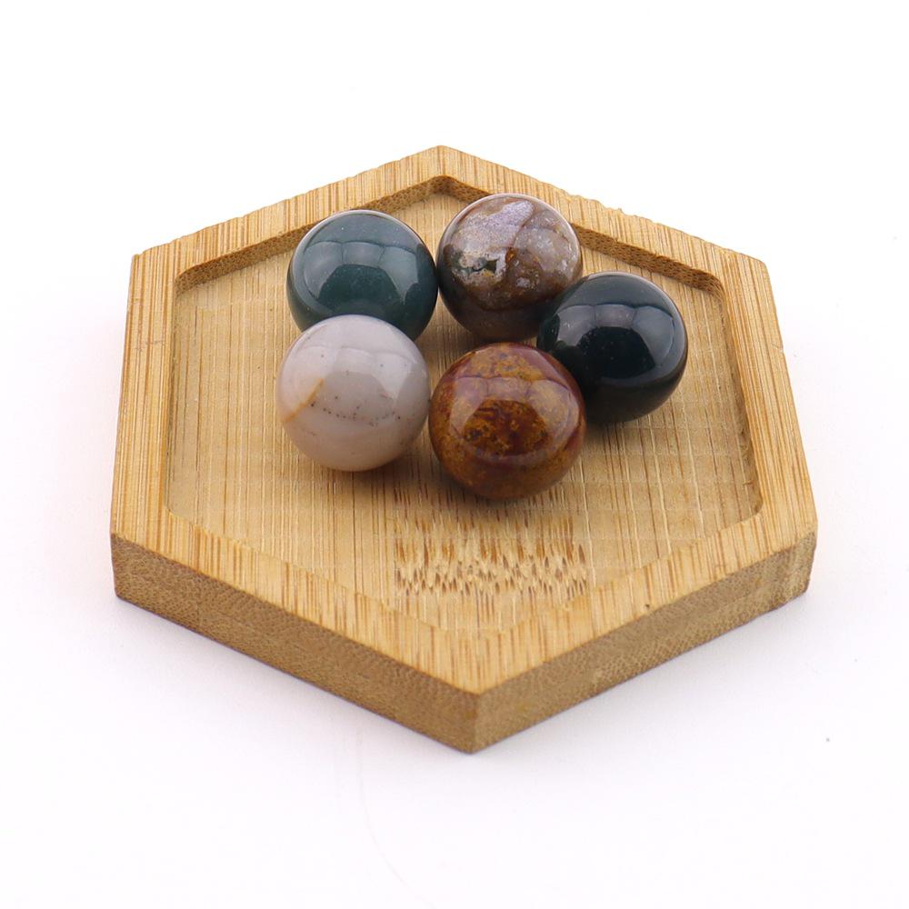 16mm Natural Agate Crystal Ball Ornament - Holeless Round Semi-Precious Stone for DIY Jewelry (BJ12)