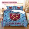 Custom Name West Ham United2 Pattern Bedding Quilt Set  Home Decoration  Gift (1 * duvet cover + 2 * pillowcase  without core)